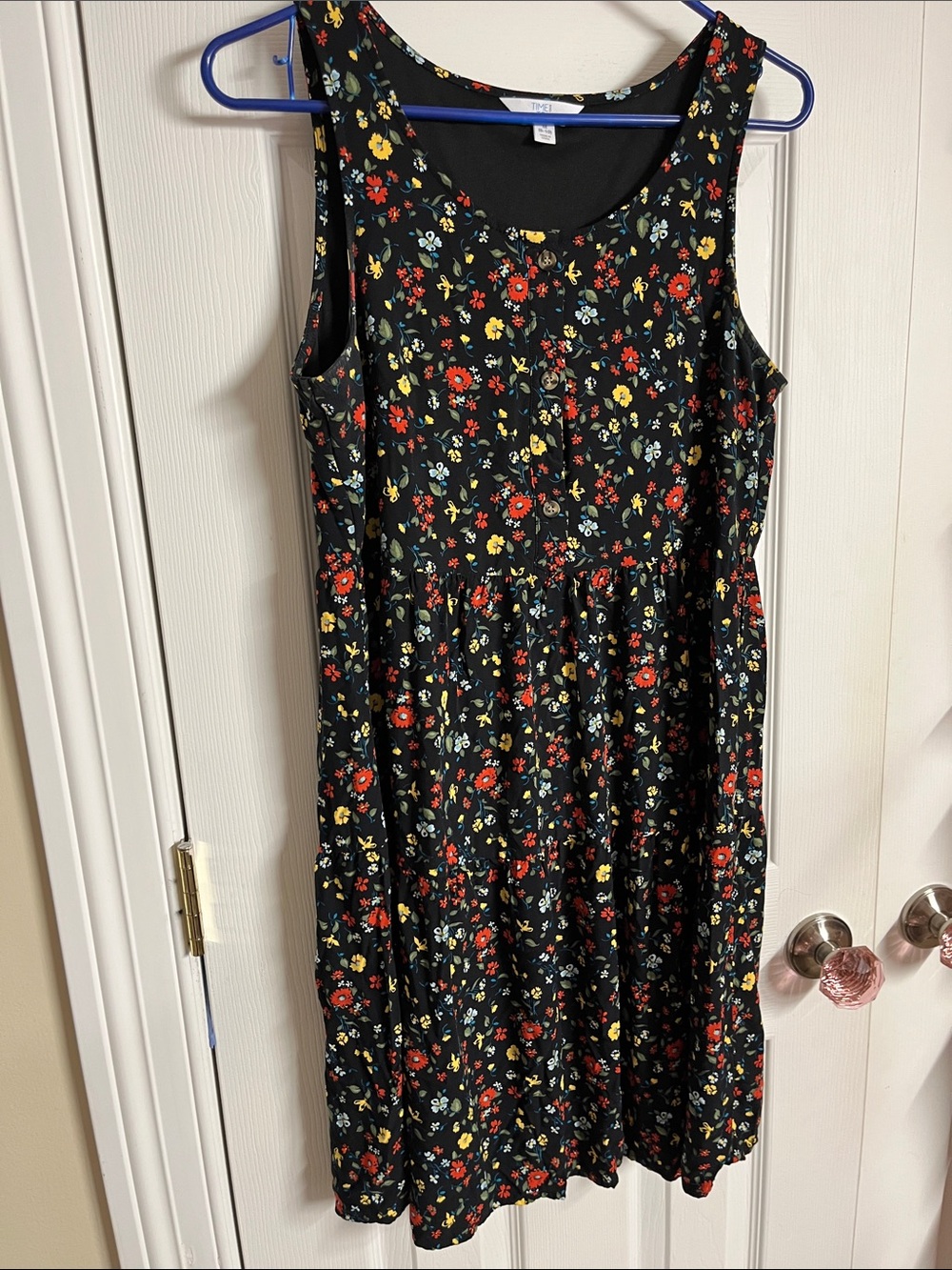 Sleeveless Black Floral A-Line Dress time and true